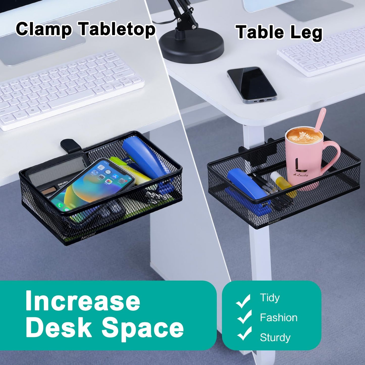 Aurynns Clip-on Drawer organizers, desk organizer,can be clipped around the table to store small items. (Black - Small), Bronze Gold