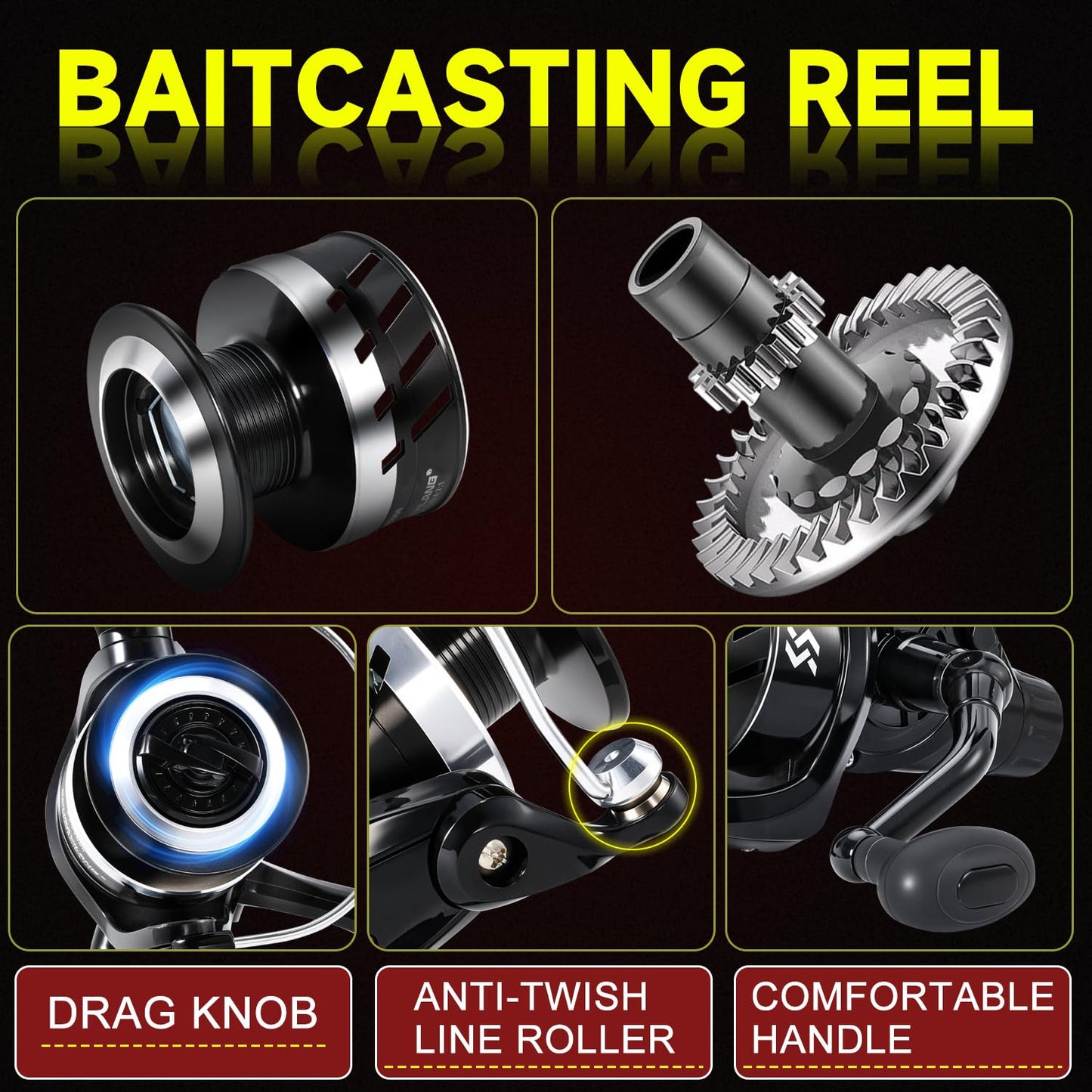 Sougayilang Freshwater Spinning Fishing Reel - 5.0:1/4.7:1 Gear Ratio, 22LBs Max Drag, Carbon Fiber & CNC Aluminum Spool,7000Series
