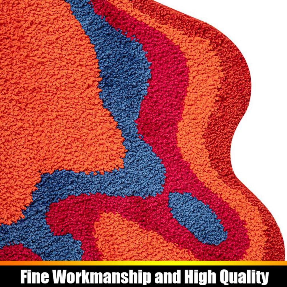 LIKETN Modern Irregular Shaped Bath Rugs for Bathroom,Soft Non-Slip Absorbent Shower Floor Mats Funny Aesthetic Decor Throw Carpet Illusion Wave Pattern Area Rug for Bedroom,Living Room 28" x 47"