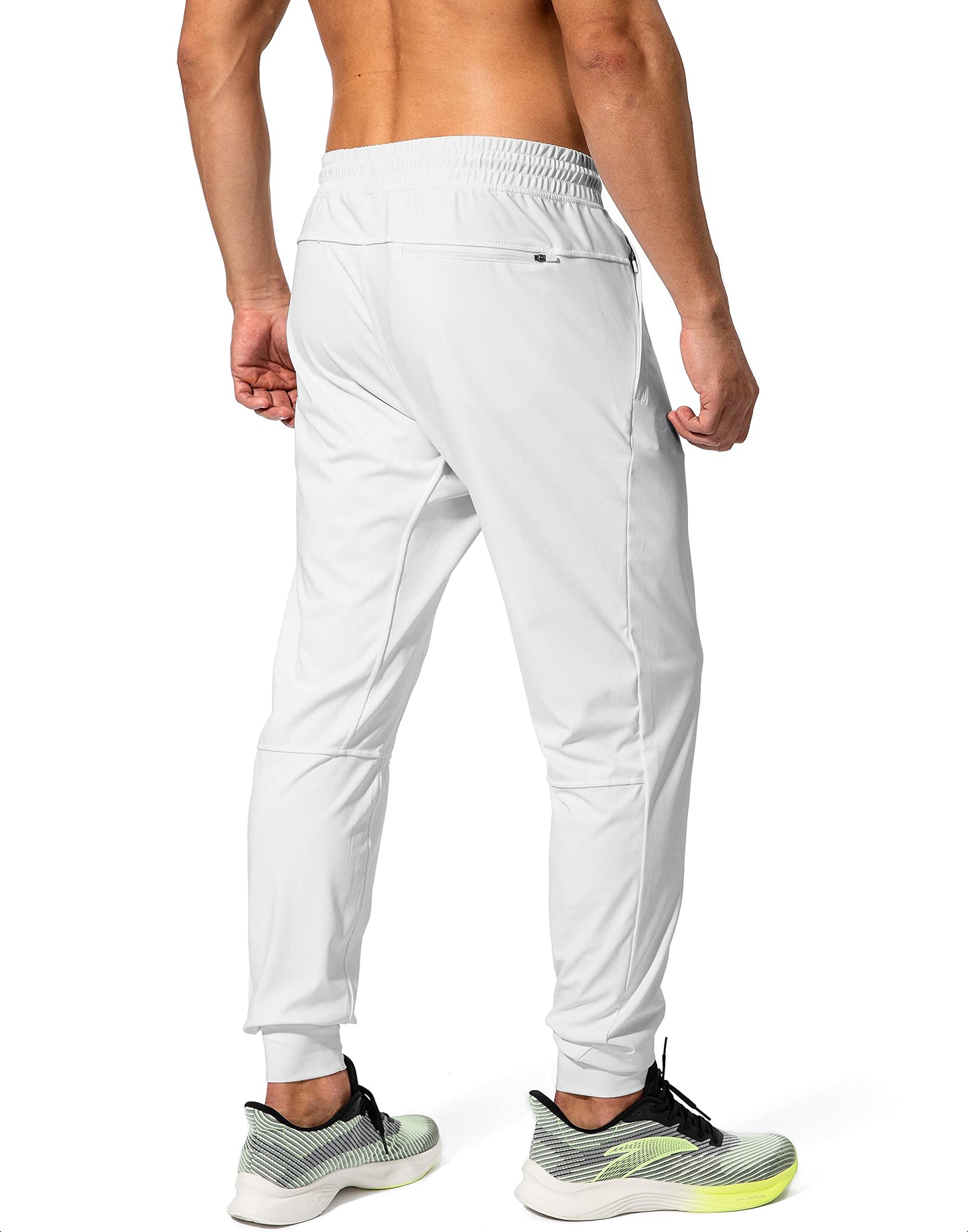 G Gradual Men's Sweatpants with Zipper Pockets Athletic Pants Traning Track Pants Joggers for Men Soccer, Running, Workout(White,XS)