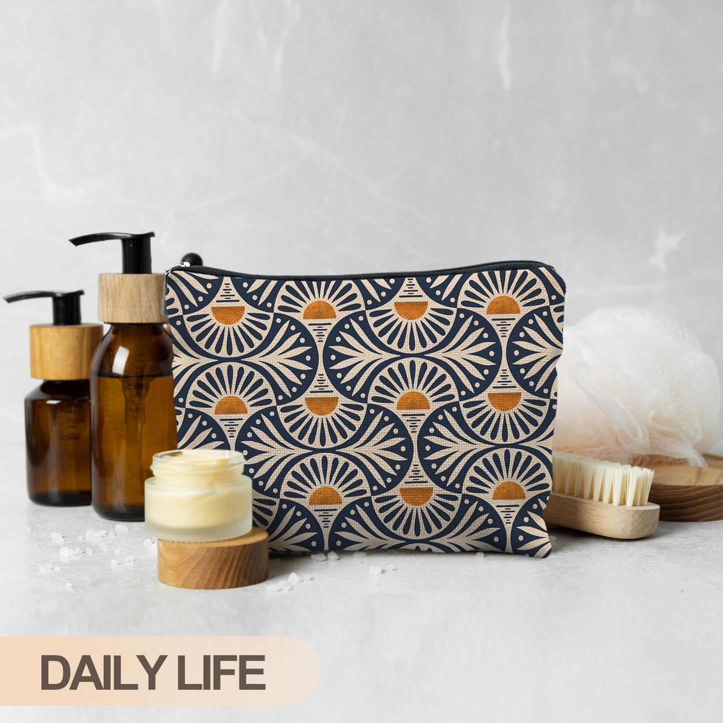 RYYCDOI Boho Makeup Bag Gifts for Women, Sunset Leaf Aesthetic Makeup Pouch