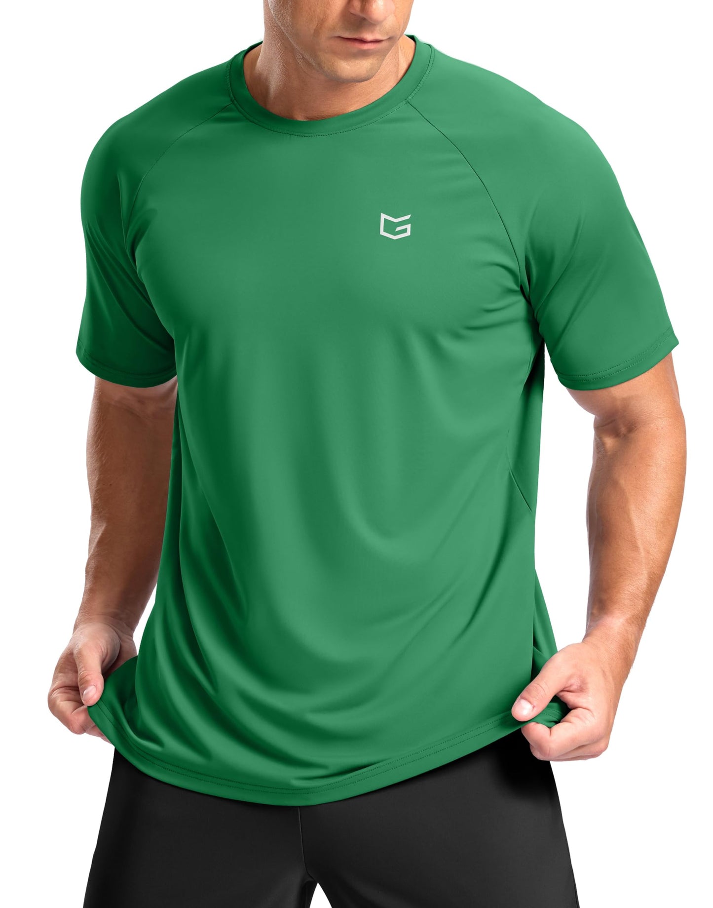 G Gradual Men's Athletic Workout T-Shirts Moisture Wicking Cooling Running Shirts Short Sleeve Performance Tee for Gym Tennis(Green,XXL)