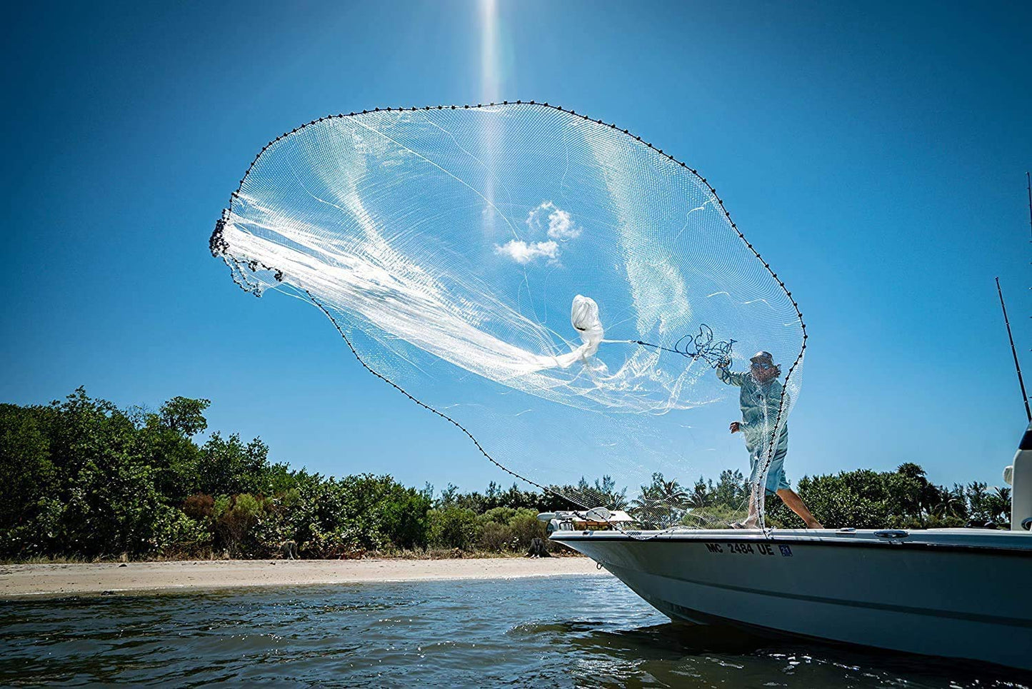 Hand Cast Net - Casting Nets for Fishing - Premium Fish Traps for Large Minnow Bait - Bait Net for Lakes, Rivers, Ocean, Salt & Freshwater- Fishing Traps Net for Small/Large Fish, 1lbs/Ft