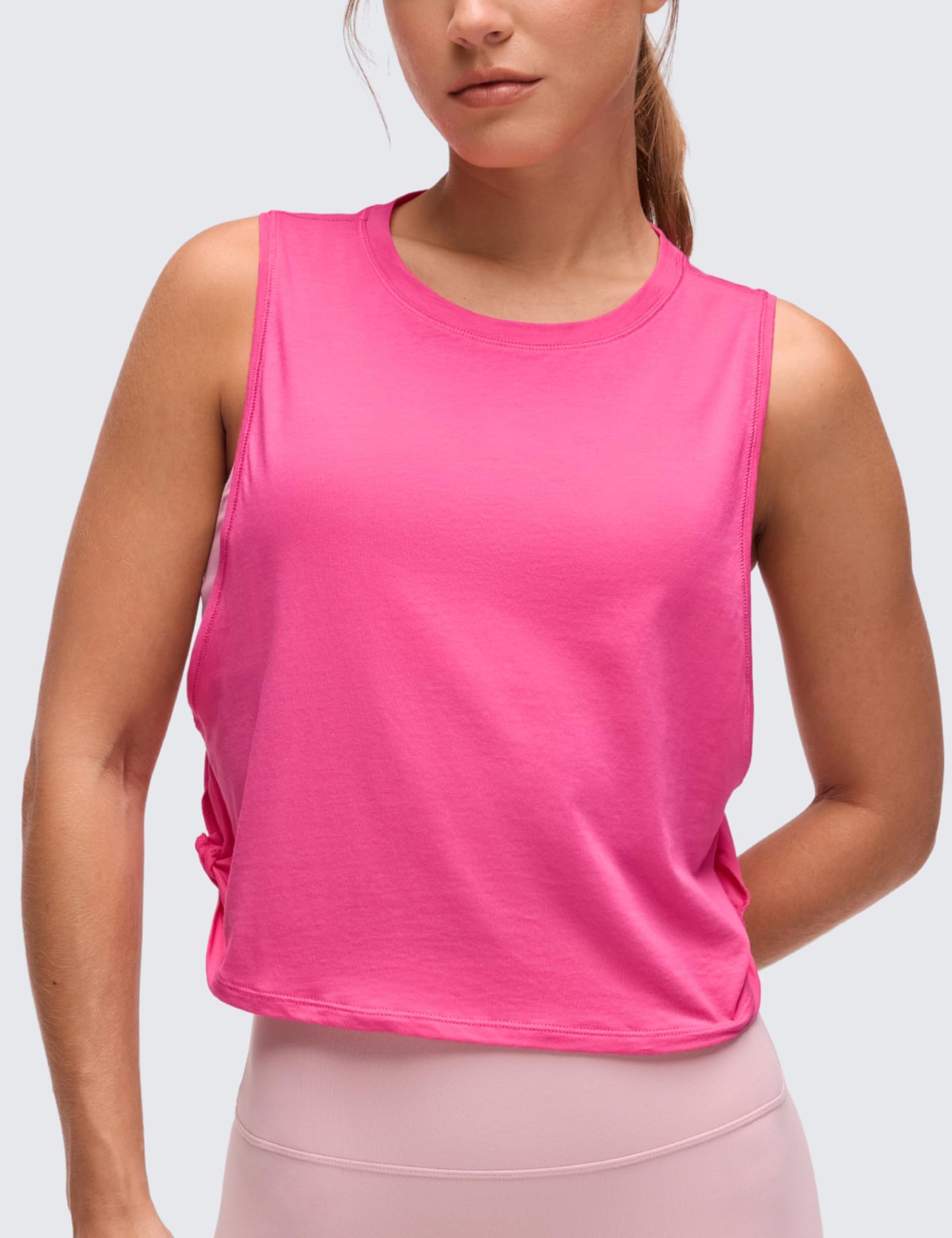 CRZ YOGA Pima Cotton Dropped Armhole Tank Sonic Pink X-Small