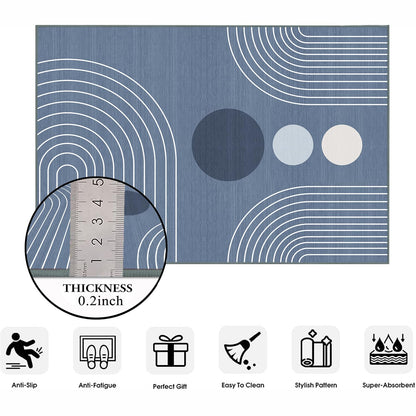 Area Rug 5x7 Boho Modern Minimalist Geometric Abstract Rug Dusty Blue Mid Century Modern Rug for Living Room Machine Washable Non-Slip Printed Low Pile Indoor Carpet for Bedroom Dining Room Office