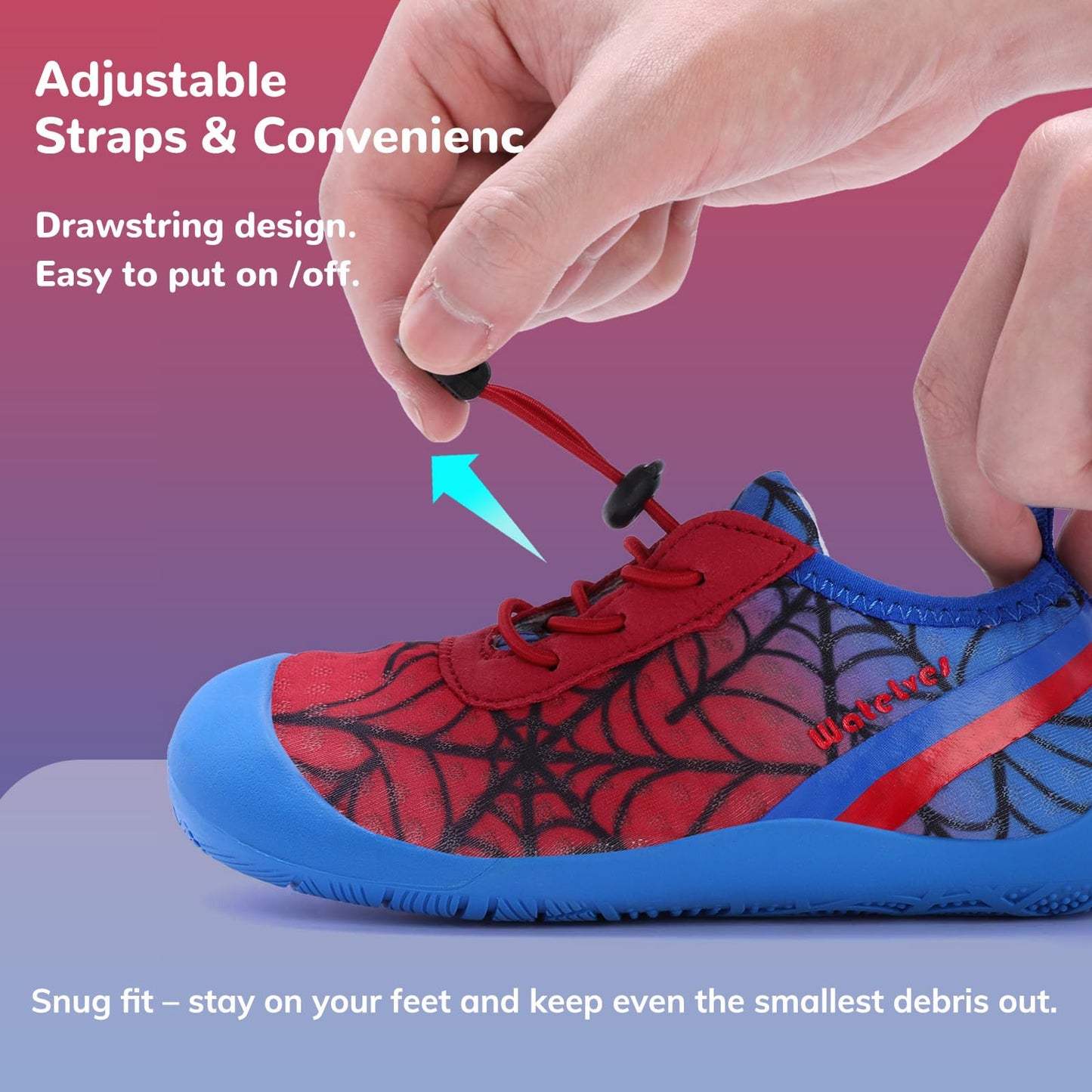 WateLves Wide Toddler Water Shoes Kids Barefoot Athletic Sneakers Girls Boys Quick Dry Aqua Socks for Beach Hiking Swim Kayak Sport Accessories, Camping Essentials (Red Blue, 32)