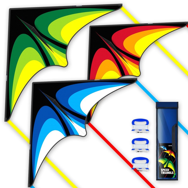 Delta Kite Set for Kids and Adults,Extremely Easy to Launch for Beginners, Perfect for Beaches and Parks,ites for Beach Trip Park Family Outdoor Games and Activities (Speed Triancle 3-Piece Set, 3)