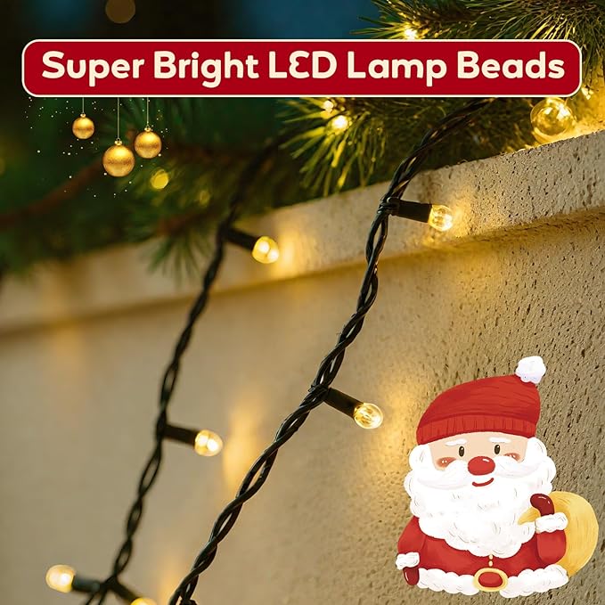 Hishine Outdoor Christmas Lights 49FT 1000LED, String Lights Indoor 8 Modes Waterproof Plug in Christmas Tree Light for Holiday, Warm White