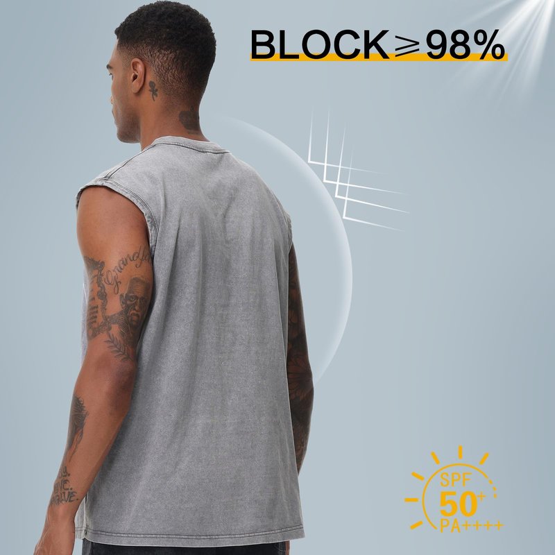 Mens Cotton Sleeveless Tank Tops Cut Off Muscle Gym T Shirts Running Beach Loose Fit Tees(ACCFBK XL)