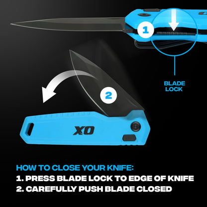 OX Pro Pocket Folding Knife with Stainless Steel Blade and Liner Lock EDC - Metal Body and Belt Clip for Jobsite Utility OX-P226301