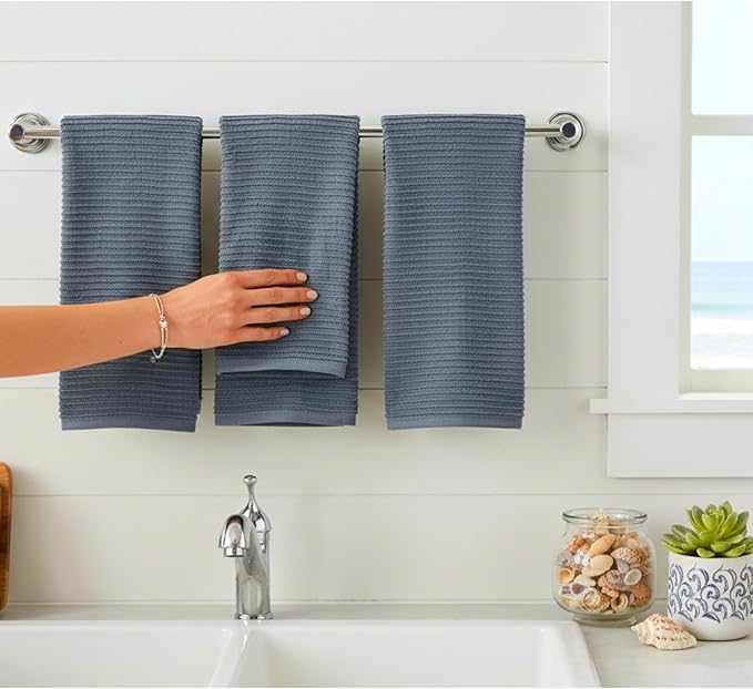 Serafina Home Slate Blue Gray Grey Kitchen Hand Dish Towels: Oversized 28" x 18"