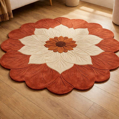 Panama Rug Gallery Hand Tufted Wool Area Rug New Zealand Wool High Pile Floral Shaped Carpet with Cotton Backing Shed and Stain Resistant Modern Designer Rug for Living Room Bedroom Kids Room(5x5ft)