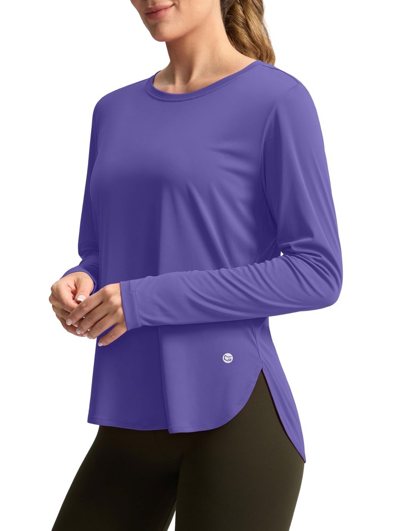 Women's Sun Shirts UPF 50+ Long Sleeve UV Protection Shirt Lightweight Quick Dry Workout Hiking Tops for Women(Vintage Purple,L)