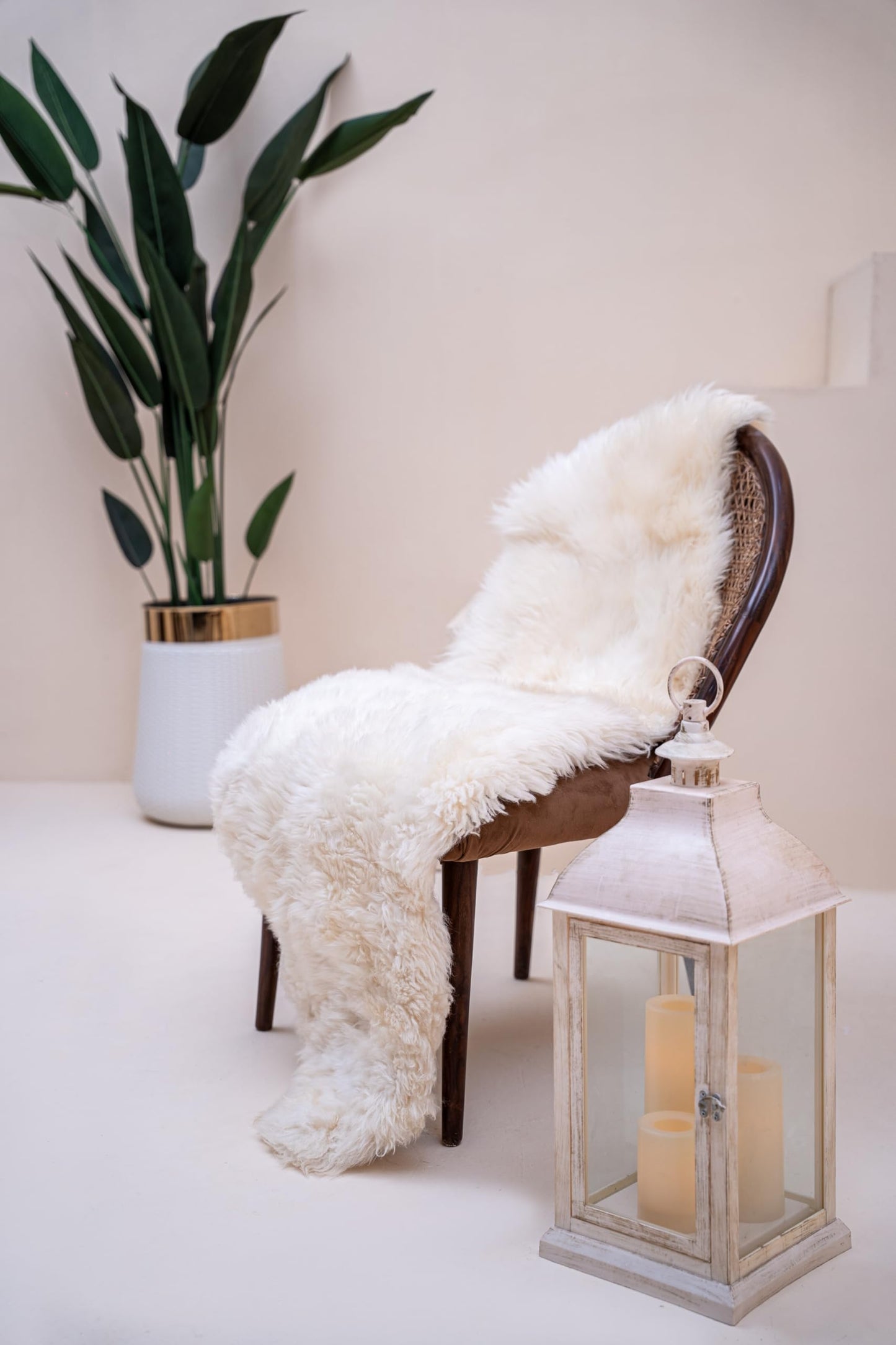 HOUME OAK Sheepskin Runner Rug Real Australian Lambskin Fluffy Ivory 2x6 ft