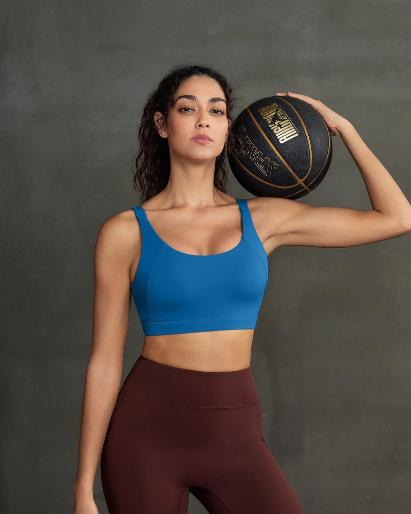 RUNNING GIRL Sports Bras for Women High Support,Molded Cups High Impact Sports Bra for Women Large Bust(3050_Dark Blue_M)