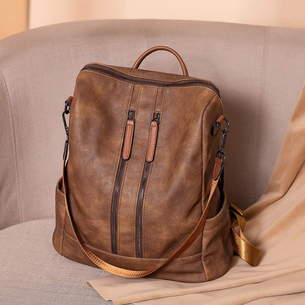 CLUCI Leather Backpack Purse for Women Convertible Large Travel Ladies Designer Fashion Casual Shoulder Bag