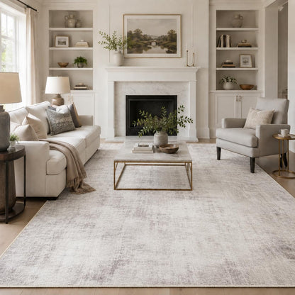 IGEMAEVE 8x10 Area Rug for Living Room Bedroom Washable, Modern Grey White Large Carpet Ultra Soft Faux Wool Retro Dining Room Non Slip & Non-Shedding Low Pile