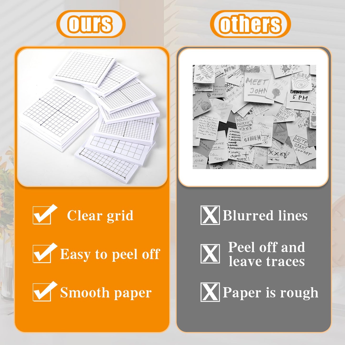 Graph Paper Sticky Notes, 12 Pads Mini Math Graph Graphing Paper, 3x3 Inch Grid Sticky Notes for Office School Supplies
