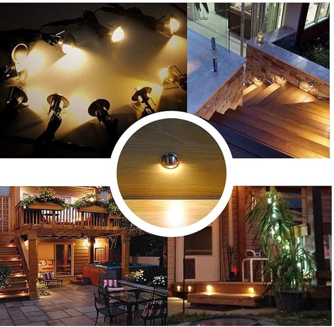 6 Pack LED Stair Lights Kit Low Voltage Waterproof IP65 Outdoor 1-2/5" Recessed Wood LED Deck Lighting Yard Garden Patio Step Landscape Pathway Decor Lamps,Warm White