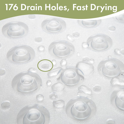 AmazerBath Shower Mat Non Slip 40 x 16 Inches, Shower Stall Mats with Suction Cups and Drain Holes, Non Slip Bath Mat for Tub for Elderly & Kids, Clear