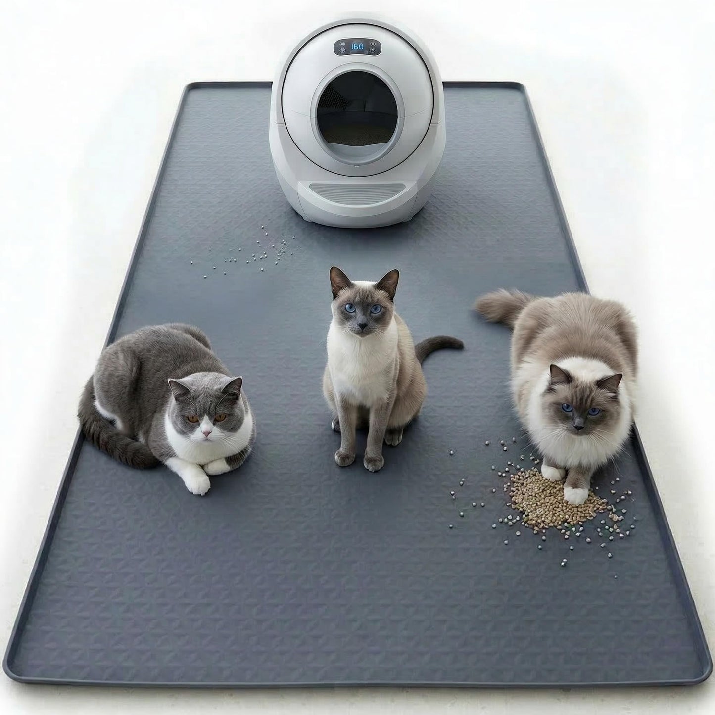 Cat Litter Mat 51" x 25.6" XL Silicone Litter Box Mat, Waterproof Non-Slip Kitty Litter Mat - Easy to Clean for Multi-Cat & Automatic Litter Boxes, Cat Mat for Litter Box with Raised Lip