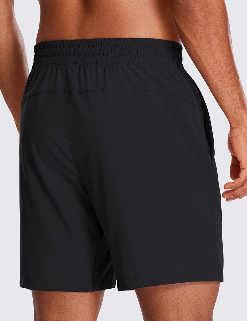 CRZ YOGA Mens 2 in 1 Running Shorts 7" - Lined Workout Quick Dry Lightweight for Sports Athletic with Pockets Black Large