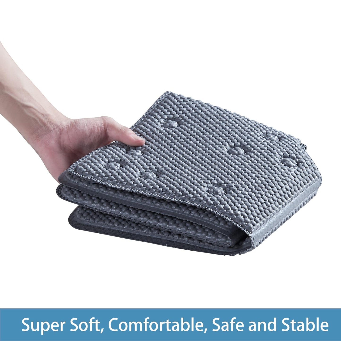 Webos Bathtub Mat Non Slip: Soft Safety Foam Bath & Shower Mat for Tub Suitable for Families 21 X 21Inch with Drain Holes and Suction Cups Massage Tub & Shower Mat for Bathroom (Dark Grey)