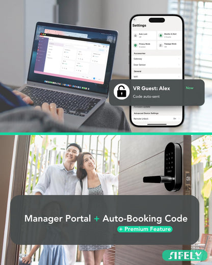 Keyless Entry Keypad Smart Door Lock with Handle & Knob – Digital Deadbolt for Front, Bedroom, Office & Interior Doors, App Control for Airbnb, Guests & Kids, Easy DIY Install (No Fingerprint)