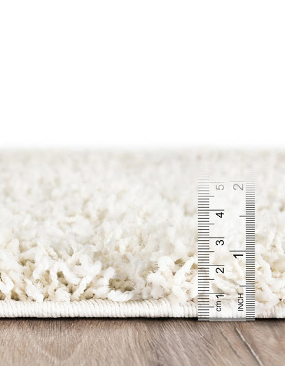 Unique Loom Solid Shag Collection Area Rug (5' 1" x 8' Rectangle Pure Ivory)