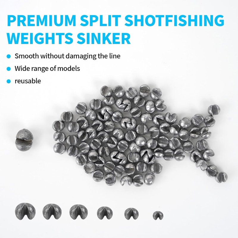 Split Shot Fishing Weights - 200/320Pcs Removable Lead Sinkers for Freshwater & Saltwater | Premium Duckbill Design - 5/6 Sizes