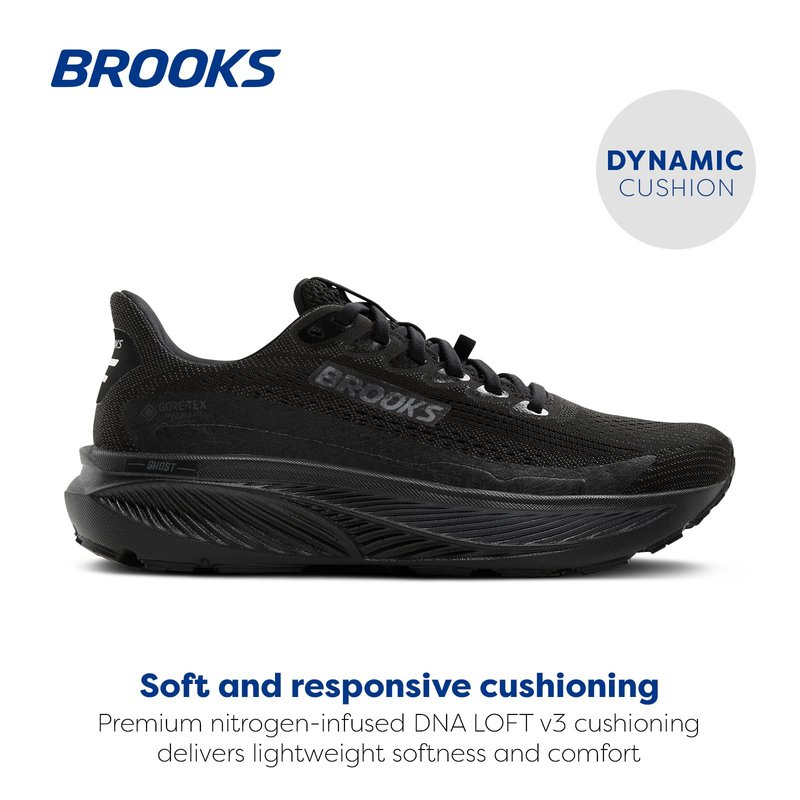 Brooks Women’s Ghost 17 GTX Waterproof Supportive Running & Walking Shoe - Black/Black/Ebony - 8 Medium