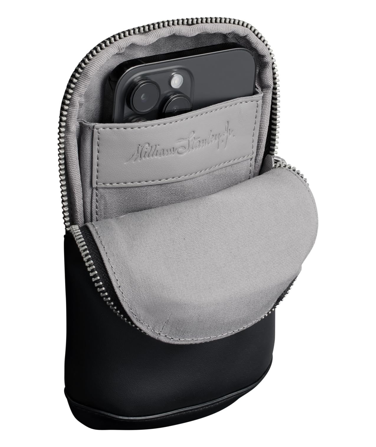 STANLEY Cross Bottle Essentials Case Max | Phone, Wallet, Keys Holder for Water Bottle | Faux Leather Accessory Pouch for Carry All Strap | Tumbler Cup Accessories | BPA-Free | Black