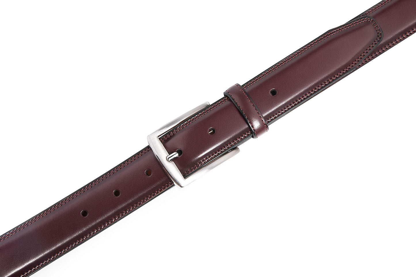 Fabio Valenti Men's Handmade Genuine Leather Belt 100% Cowhide Classic Fashion Design, red, (wine red)