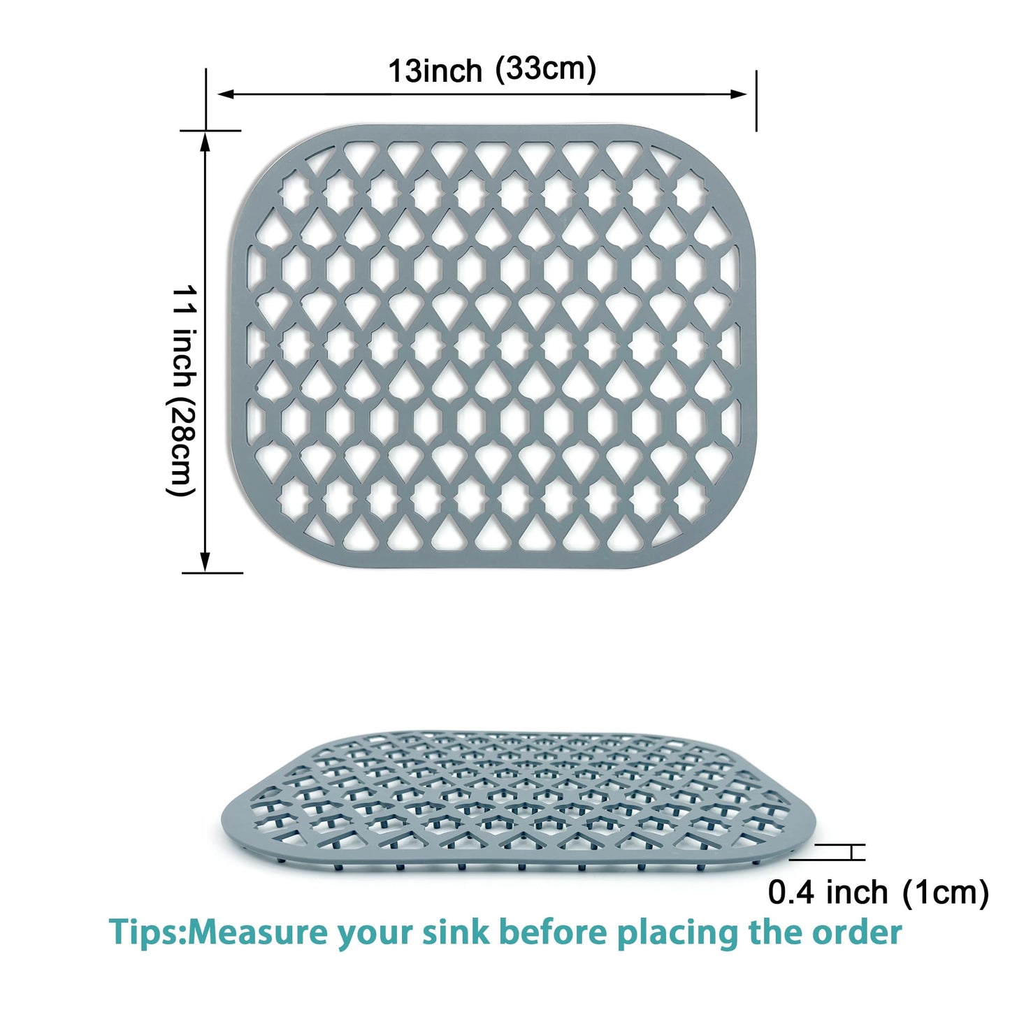 SAMSIER Silicone Sink Protectors Mats (13x11 & 14x12 & 16x12 & 18x16 & 19x14 & 21x16 & 22x13 & 25x16 & 26x14 & 28x14 & 30x16) for Bottom of Kitchen Sink (13”x11”)