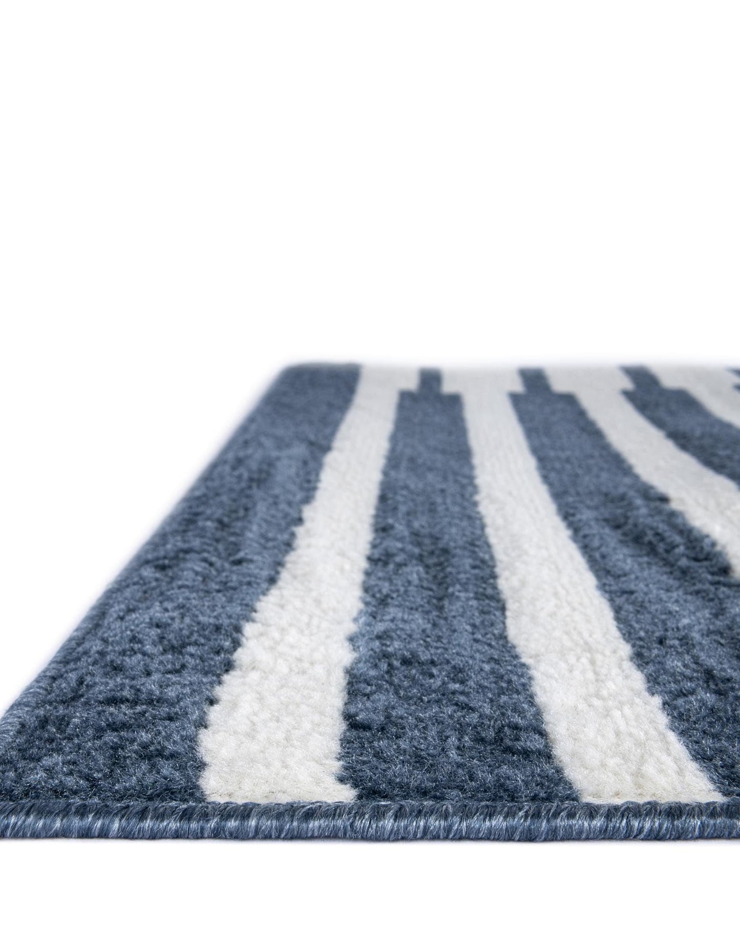 Rugs.com - Oslo Rug – 10 Ft Square Blue Easy-Clean Area Rug – Modern Geometric Stripe Pattern for Living Room, Bedroom, Dining Room