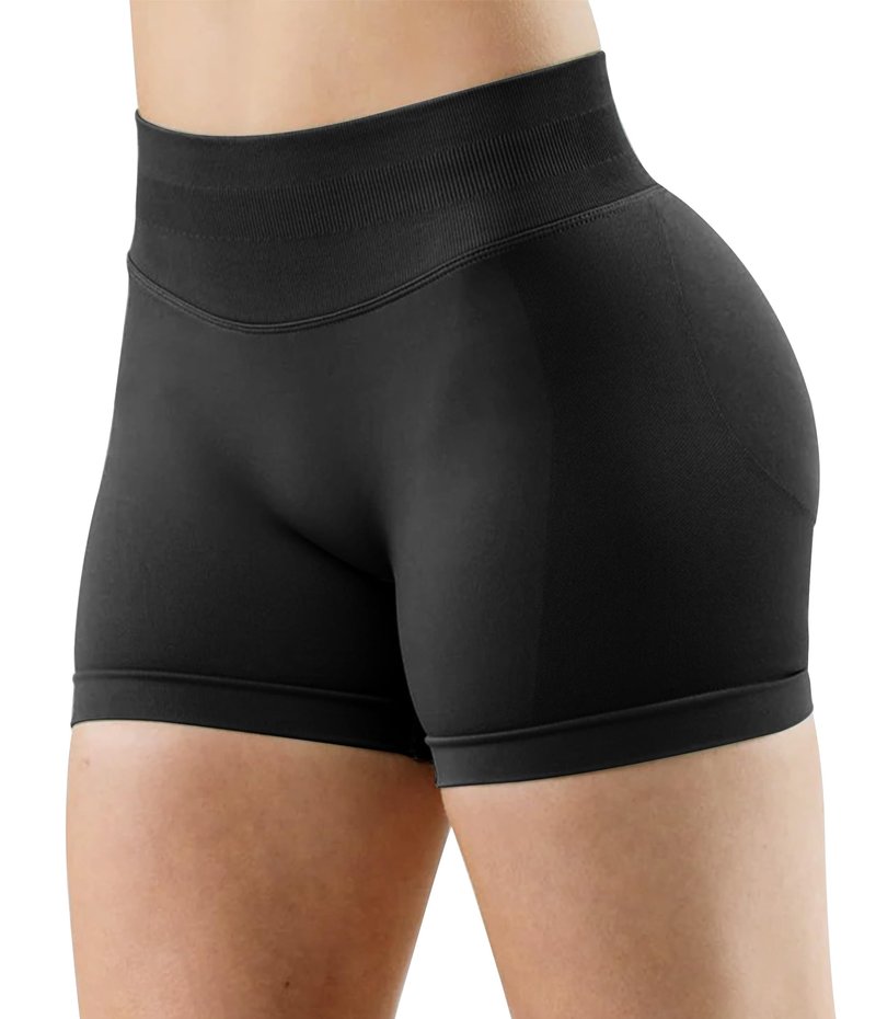 Unthewe Womens Workout Seamless Scrunch Butt Lifting Shorts High Waisted Tummy Control Gym Yoga Shorts(U516-Black-M)