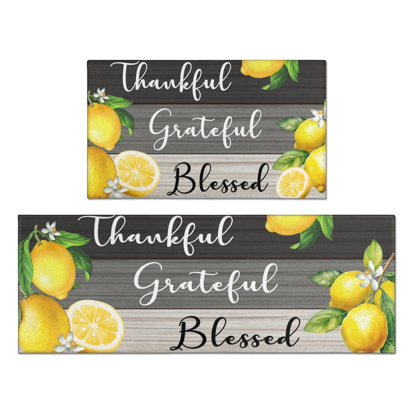 Ghroiep 2 Piece Lemon Kitchen Decor Rugs Set, Farmhouse Country Kitchen Rugs and Mats Non Skid Washable Absorbent Microfiber Kitchen Accessories Decoration Floor Mats 17"x47"+17"x30"