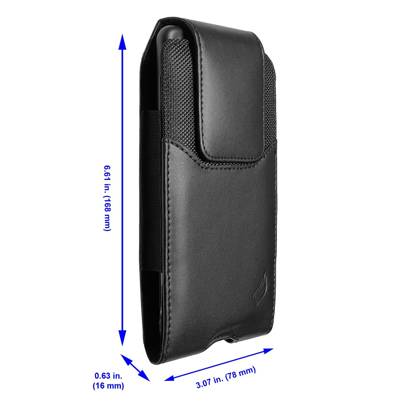 Eaglecell Leather Cellphone Holster for iPhone 13/14/15/16/17 Pro Max/Plus,Samsung Galaxy A15 A16 A17 S23 S24 S25 Plus,TCL 40 50 60 XE XL-Vertical Case Waist Carrying Pouch with Belt Clip/Loops, Black