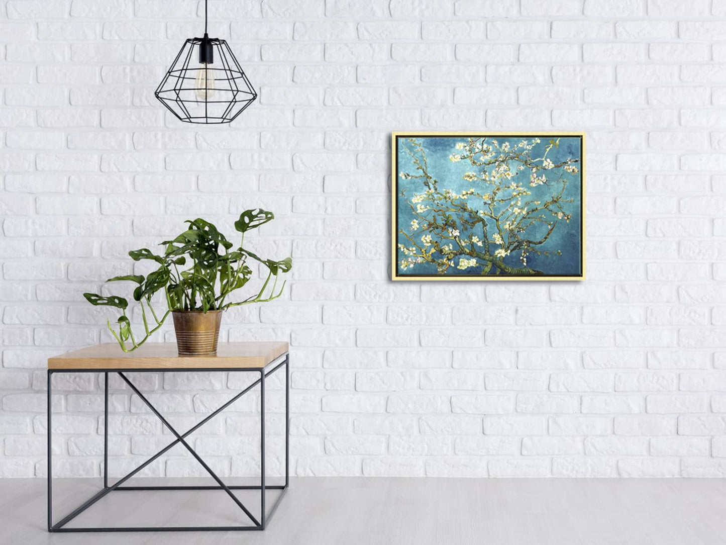Wieco Art Framed Wall Art Canvas Prints of Almond Blossom by Vincent Van Gogh Paintings Reproduction Abstract Artwork for Wall Decor Golden Frame