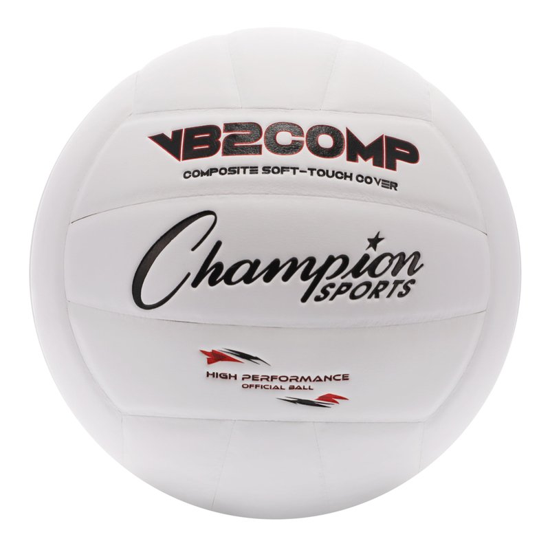 Champion Sports VB Pro Comp Indoor Volleyball – Official Size, Soft-Touch Composite Leather, White