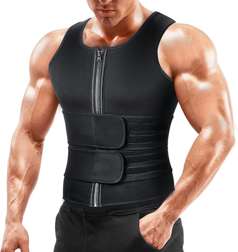 Sauna Vest Waist Trainer for Men - Double Sweat Belt Body Shaper for Effective Gym Workouts