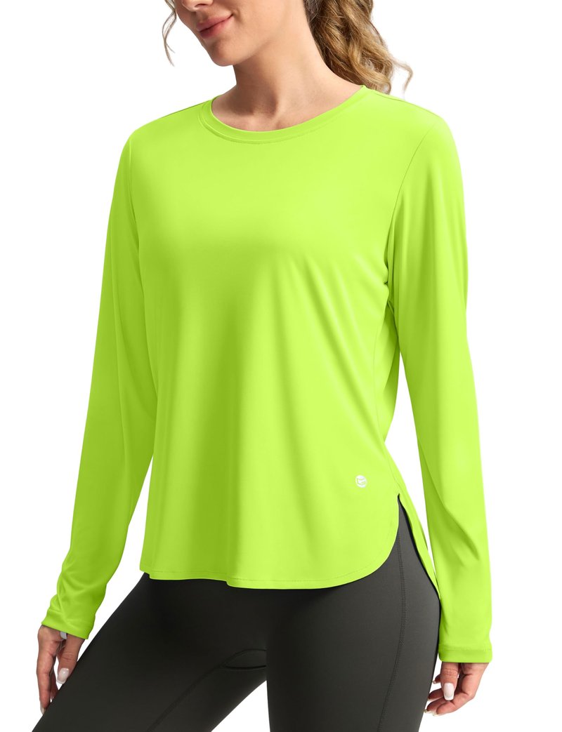 Women's Sun Shirts UPF 50+ Long Sleeve UV Protection Shirt Lightweight Quick Dry Workout Hiking Tops for Women(Bright Green,S)