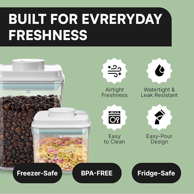 Bop Top Airtight Food Storage Containers with Lid 3.5 Cups / 30 oz | Kitchen Canister Sets | Air Tight Pantry Container | Pop Top Dry Food Storage Containers for Snacks, Sugar, Flour, Baking, Pasta