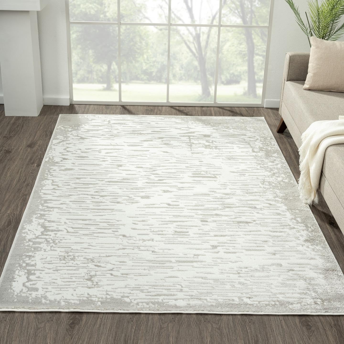 LUXE WEAVERS Artistic Metallic Gold 6x9 Area Rug, Plush Abstract Textured Living Room Carpet