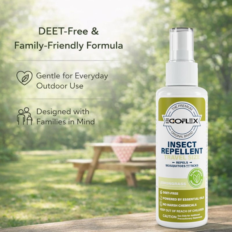 3-Pack Mosquito Repellent Spray - DEET-Free Bug Spray Travel Size TSA Approved - Mosquito, Tick & Insect Killer Deterrent with Natural Essential Oils - Lemongrass Scent - Safe for Family - 3 Fl Oz