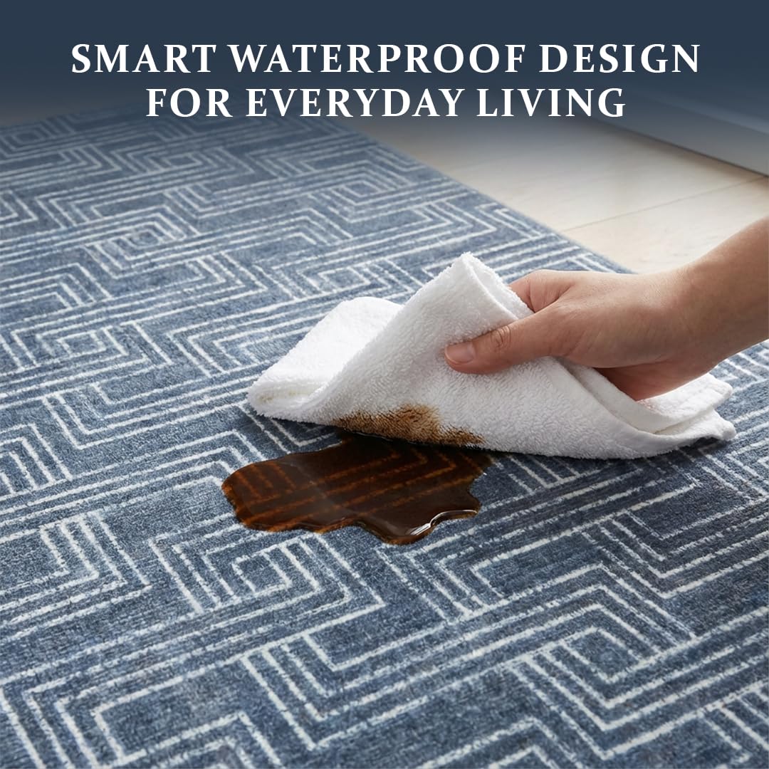 Muddy Mat® Muddy Carpet® Cipher 2ft x 3ft Washable Area Rugs for Living Room, Bedroom & Dining Room – Modern Soft Low Pile Non Slip Carpet – Pet Friendly Waterproof Foldable Rugs for Home