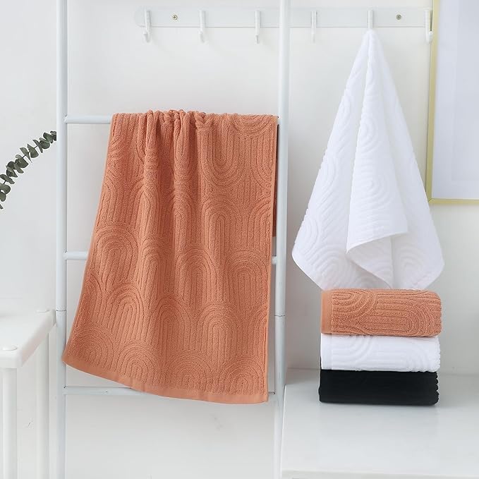Pidada Hand Towels Set of 4 Striped Pattern 100% Cotton Absorbent Soft