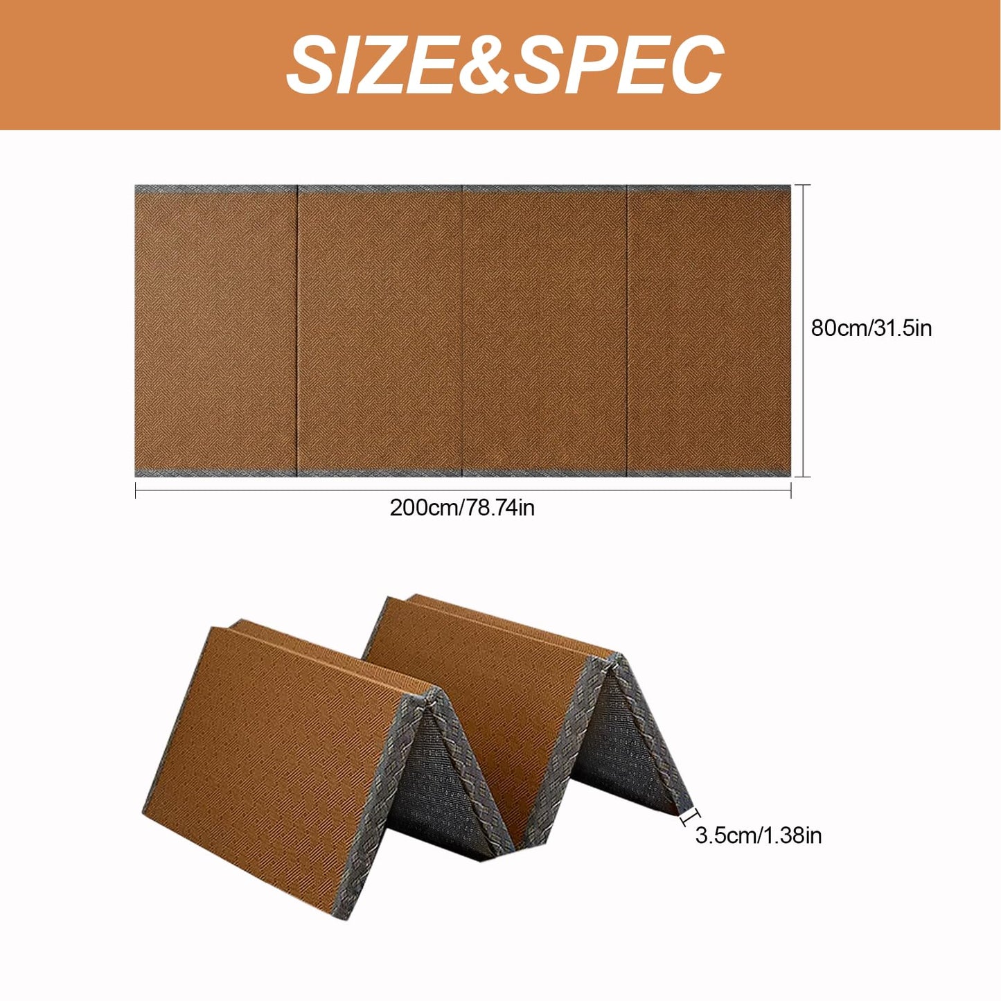 Japanese Traditional Tatami Mattress, Coconut Coir Tatami Mat, Foldable Japanese Floor Mattress,Futon Bed,Meditation Mats for Floor,Summer Sleeping Mat(80 * 200cm)