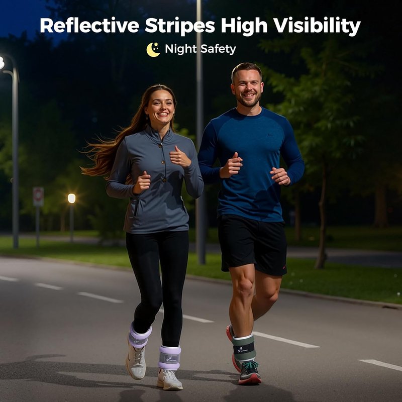 Ankle Weights for Men, Women & Kids - Adjustable 1/2/4/6/10 LBS Set with Reflective Strips | Strength Training & Fitness