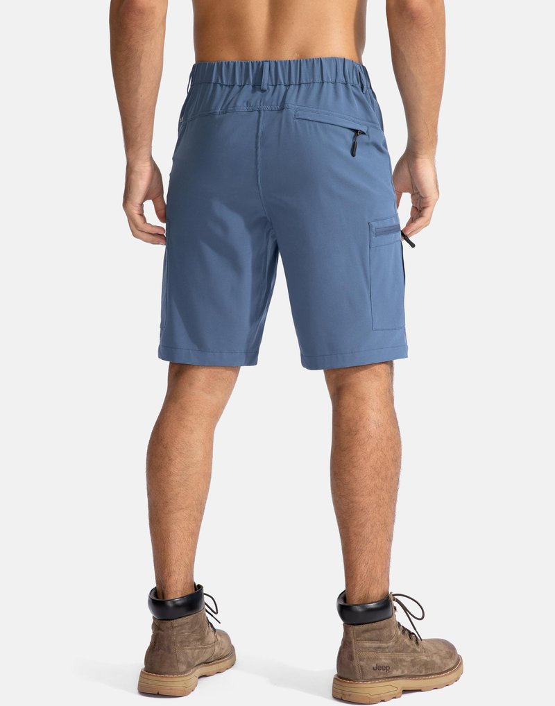 Pudolla Men's Hiking Cargo Shorts 9" Lightweight Outdoor Work Shorts for Men Travel Golf Camping Casual with 5 Zipper Pockets(Blue Medium)
